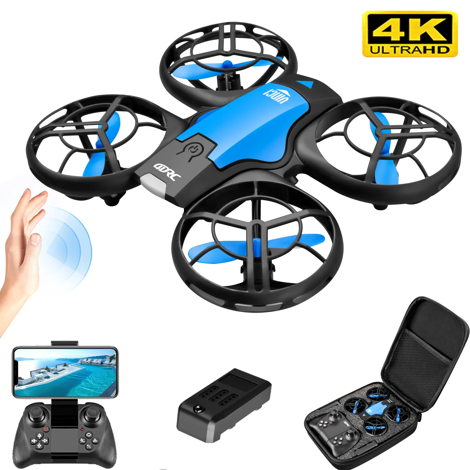 Drone Kit Professional - V8新型ミニドローン 4KプロフェッショナルHD 1080P広角カメラ WiFi FPV RCドローン
